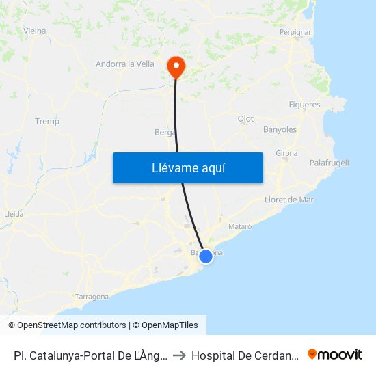 Pl. Catalunya-Portal De L'Àngel to Hospital De Cerdanya map