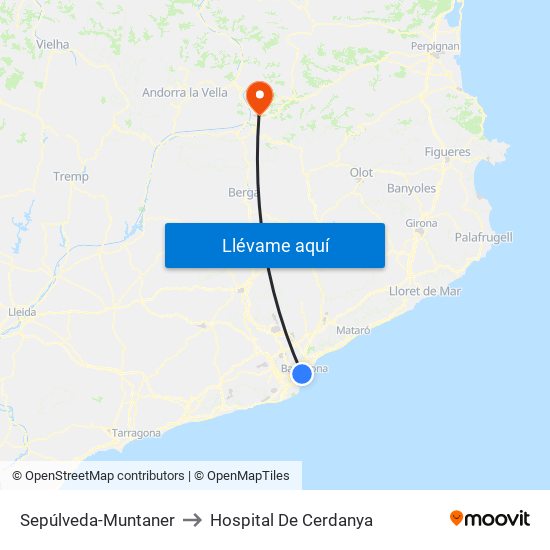 Sepúlveda-Muntaner to Hospital De Cerdanya map