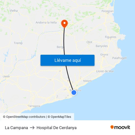 La Campana to Hospital De Cerdanya map
