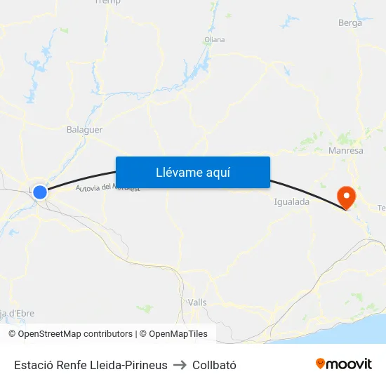Estació Renfe Lleida-Pirineus to Collbató map