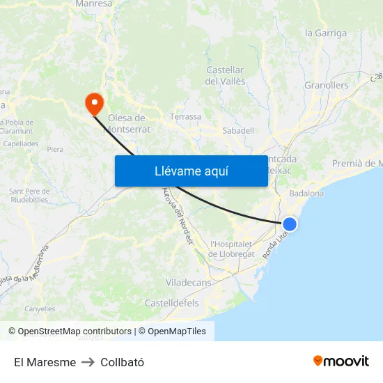 El Maresme to Collbató map