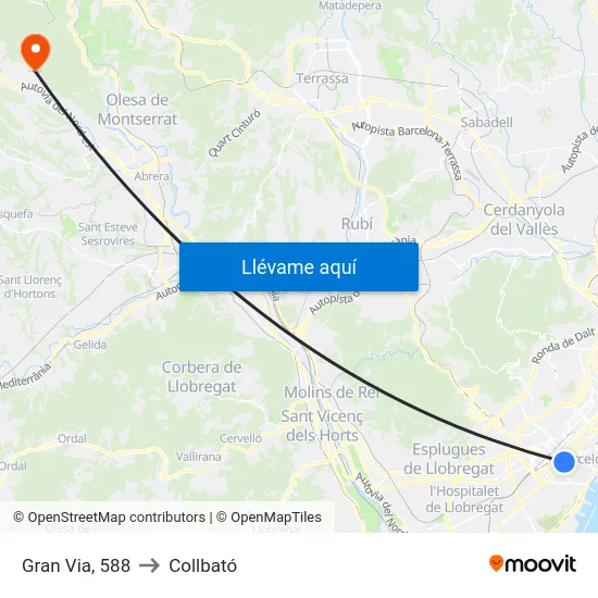 Gran Via, 588 to Collbató map