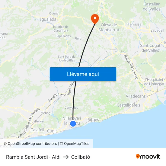 Rambla Sant Jordi - Aldi to Collbató map