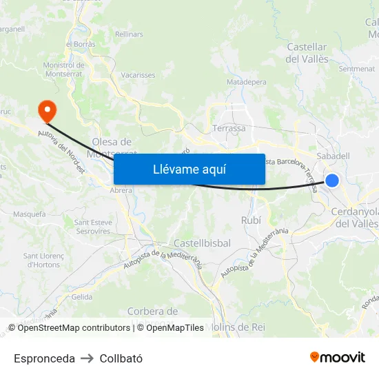 Espronceda to Collbató map