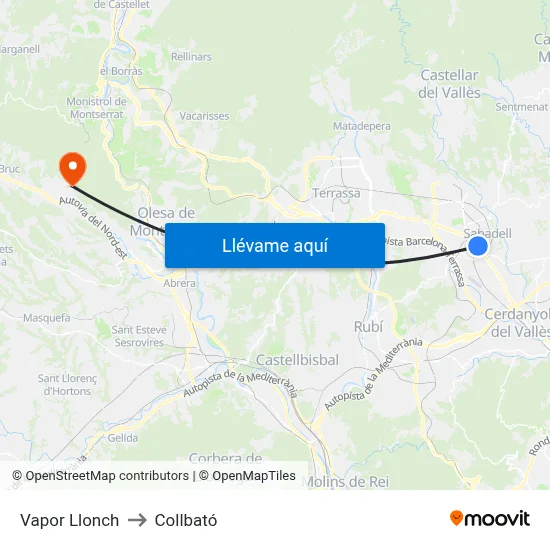 Vapor Llonch to Collbató map