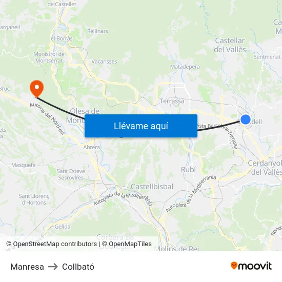 Manresa to Collbató map