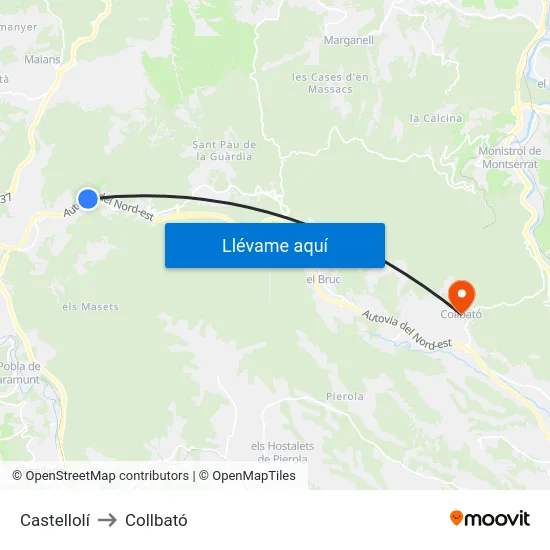 Castellolí to Collbató map