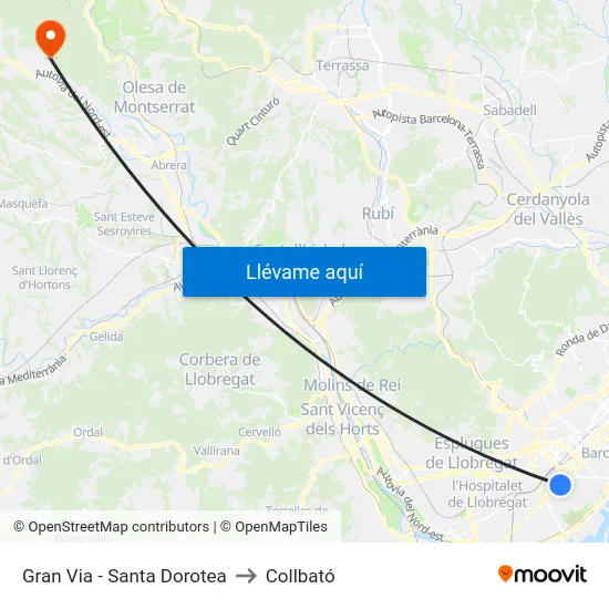Gran Via - Santa Dorotea to Collbató map