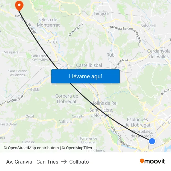 Av. Granvia - Can Tries to Collbató map