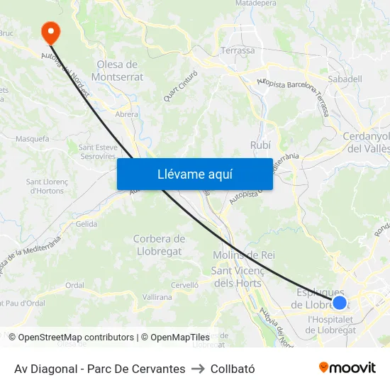 Av Diagonal - Parc De Cervantes to Collbató map