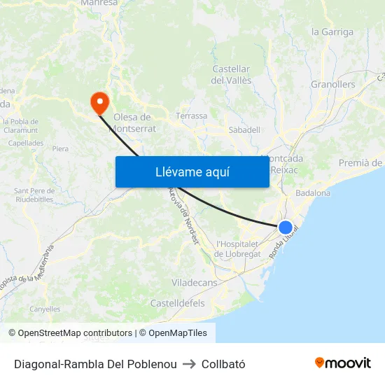Diagonal-Rambla Del Poblenou to Collbató map