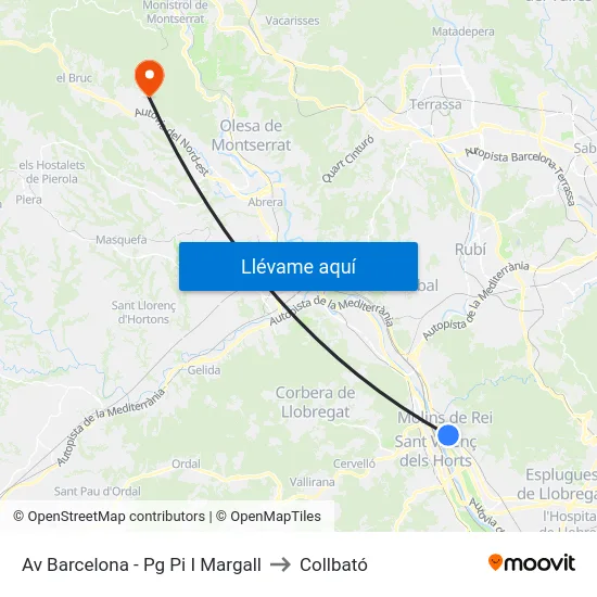 Av Barcelona - Pg Pi I Margall to Collbató map