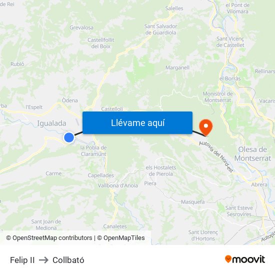 Felip II to Collbató map