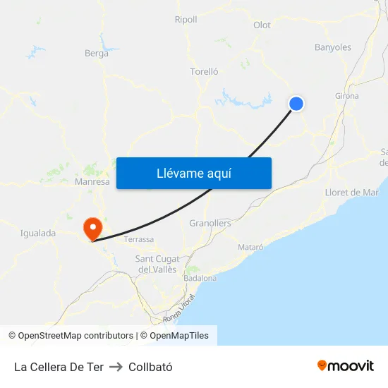 La Cellera De Ter to Collbató map