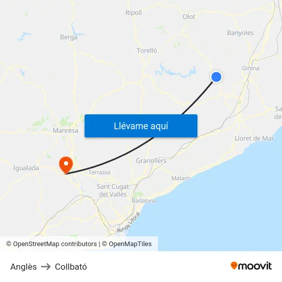 Anglès to Collbató map