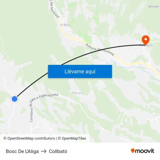 Bosc De L'Aliga to Collbató map