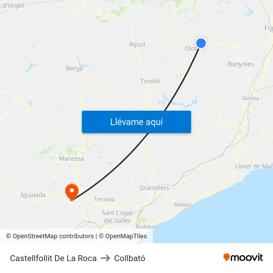 Castellfollit De La Roca to Collbató map