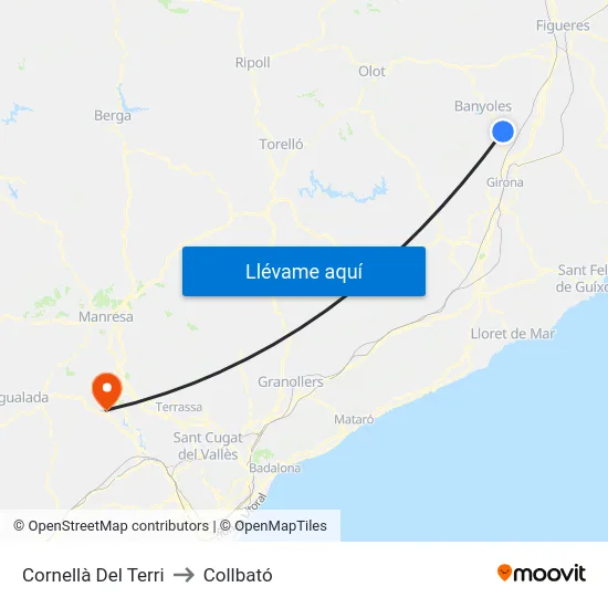 Cornellà Del Terri to Collbató map