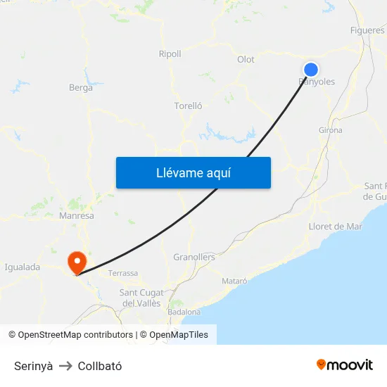 Serinyà to Collbató map