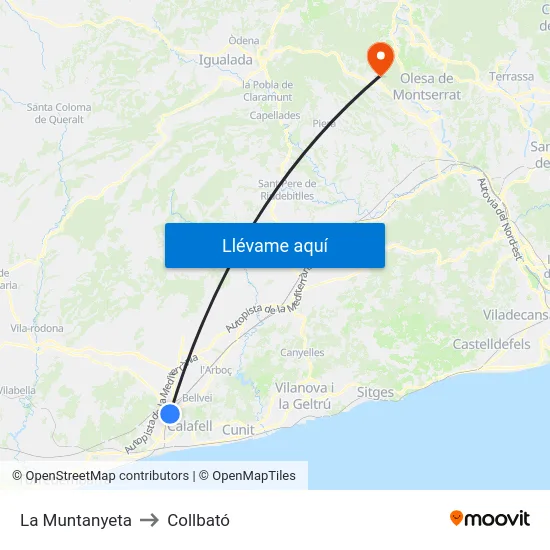 La Muntanyeta to Collbató map