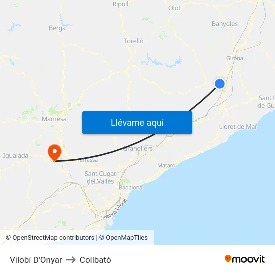Vilobí D'Onyar to Collbató map