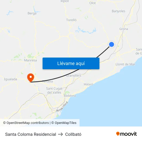 Santa Coloma Residencial to Collbató map