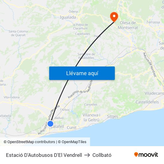 Estació D'Autobusos D'El Vendrell to Collbató map