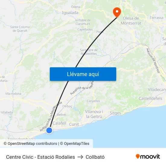 Centre Cívic - Estació Rodalies to Collbató map