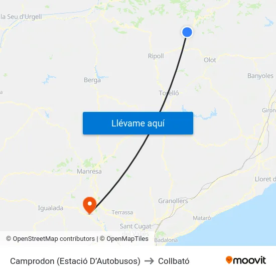 Camprodon  (Estació D’Autobusos) to Collbató map