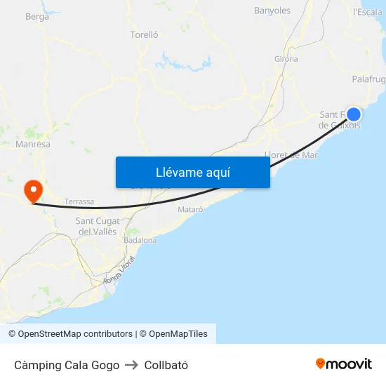 Càmping Cala Gogo to Collbató map