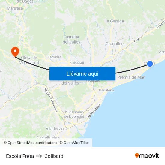 Escola Freta to Collbató map