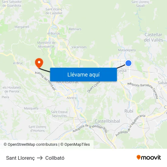 Sant Llorenç to Collbató map