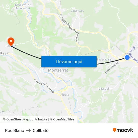 Roc Blanc to Collbató map