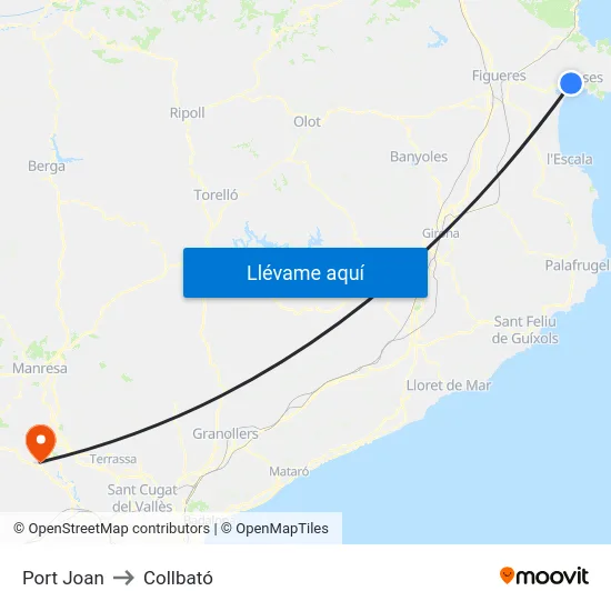 Port Joan to Collbató map