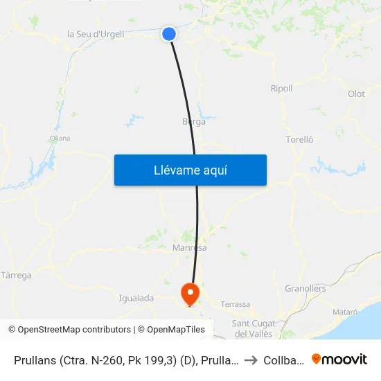 Prullans (Ctra. N-260, Pk 199,3) (D), Prullans to Collbató map