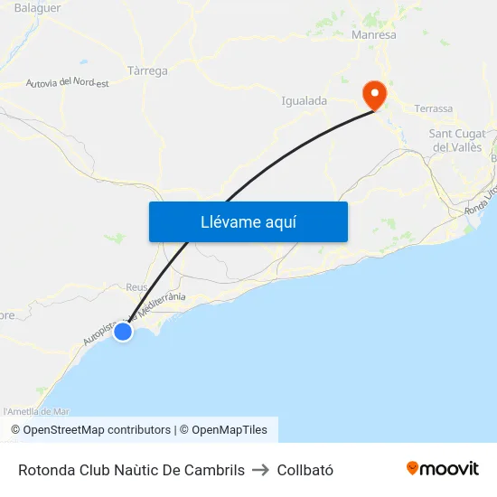 Rotonda Club Naùtic De Cambrils to Collbató map