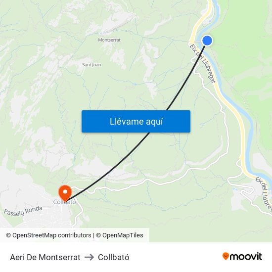 Aeri De Montserrat to Collbató map