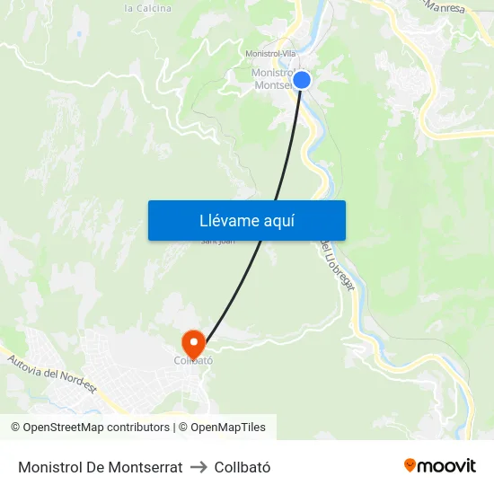 Monistrol De Montserrat to Collbató map