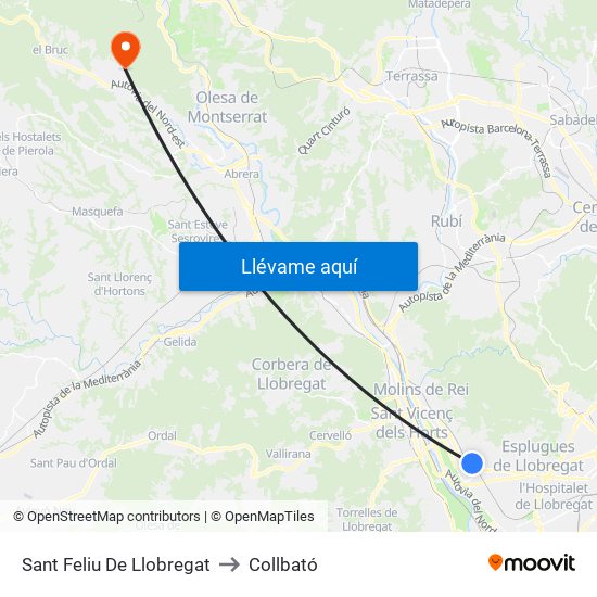 Sant Feliu De Llobregat to Collbató map