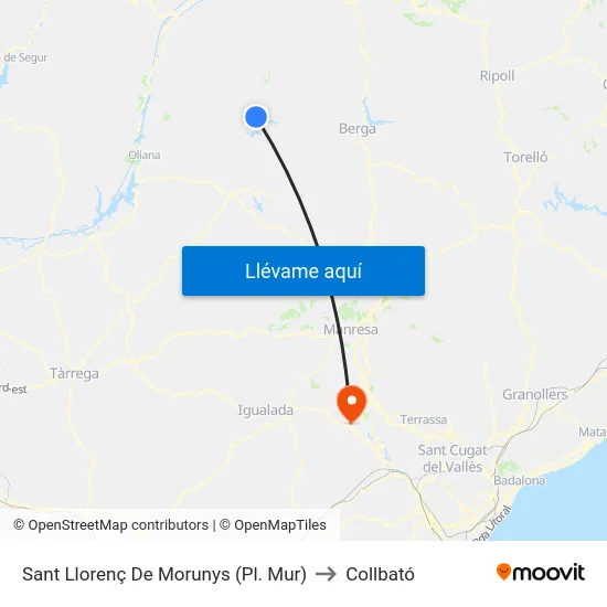 Sant Llorenç De Morunys (Pl. Mur) to Collbató map