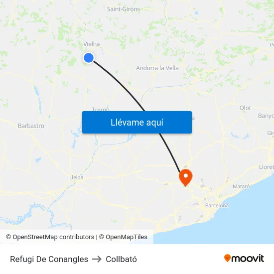 Refugi De Conangles to Collbató map