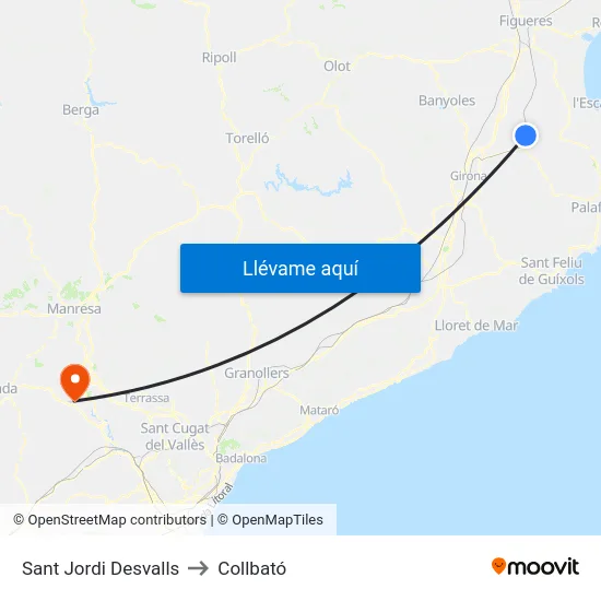 Sant Jordi Desvalls to Collbató map
