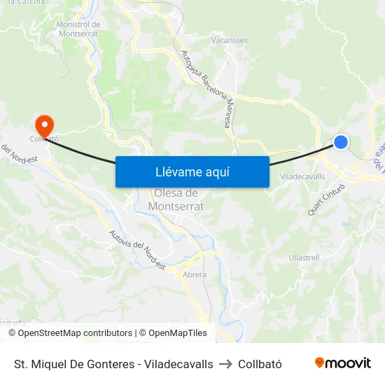 St. Miquel De Gonteres - Viladecavalls to Collbató map