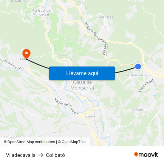 Viladecavalls to Collbató map