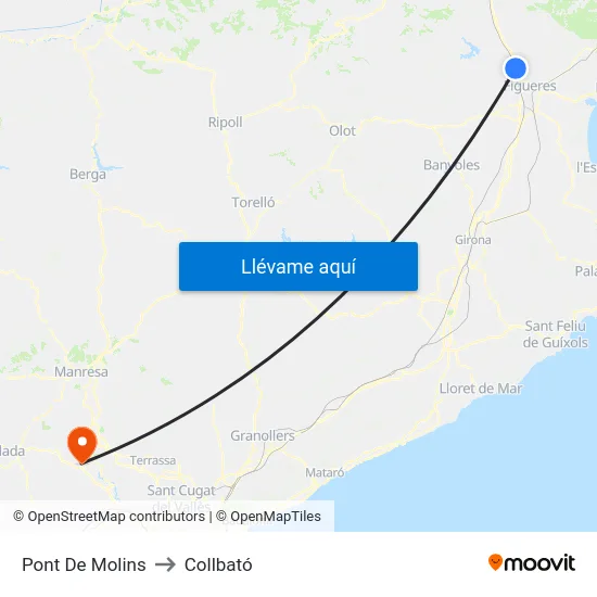 Pont De Molins to Collbató map