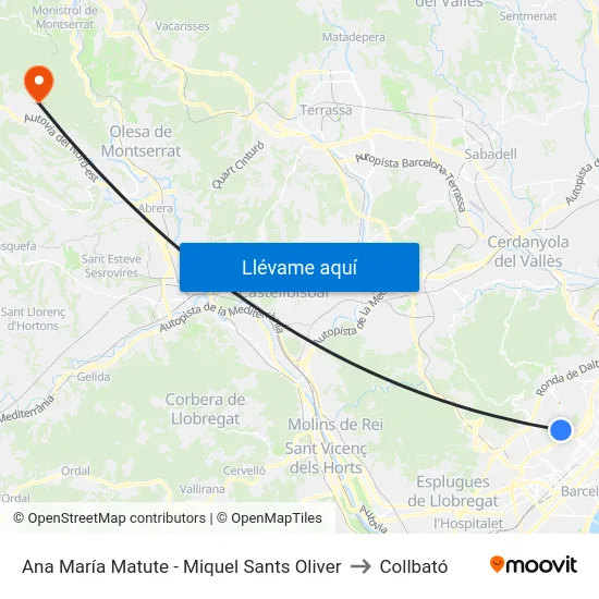 Ana María Matute - Miquel Sants Oliver to Collbató map