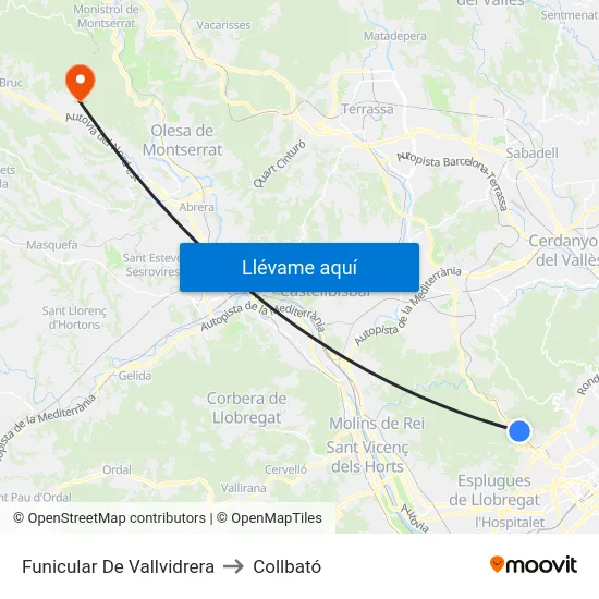 Funicular De Vallvidrera to Collbató map