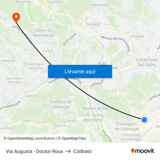 Via Augusta - Doctor Roux to Collbató map