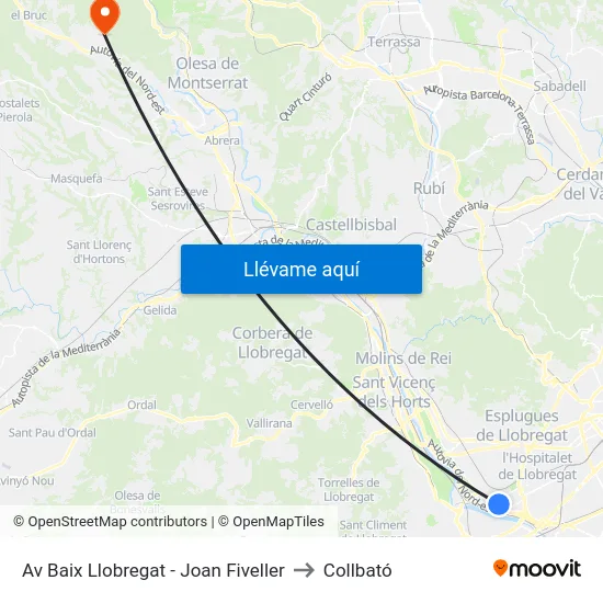 Av Baix Llobregat - Joan Fiveller to Collbató map
