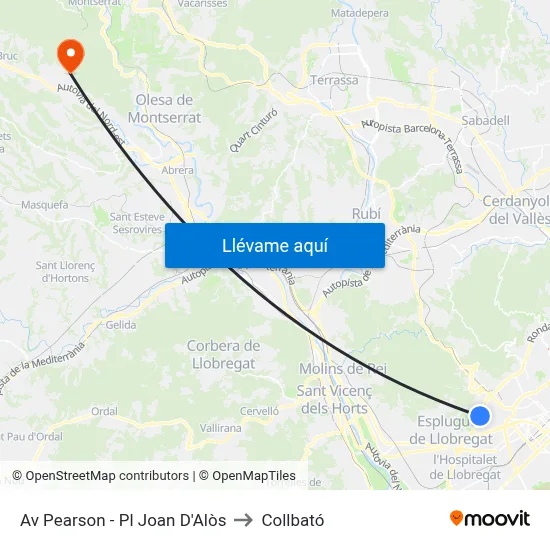 Av Pearson - Pl Joan D'Alòs - Final De Trajecte to Collbató map